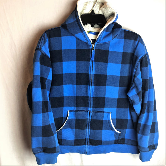 Boys Fleece Lined Hoodie Plaid 